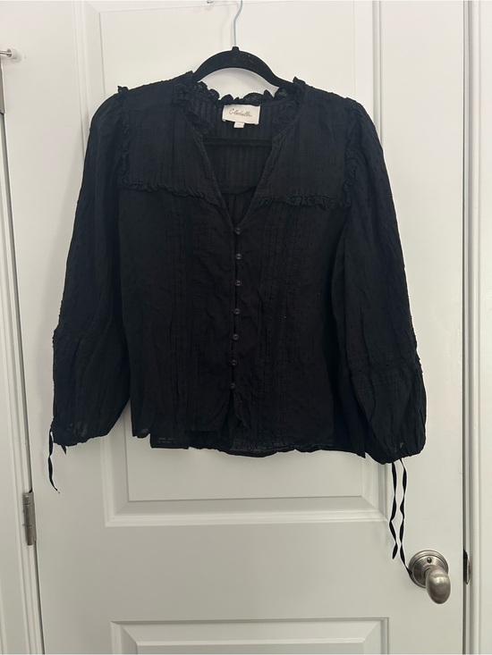Tops - Cleobella Pintuck Ruffle Button Front Blouse